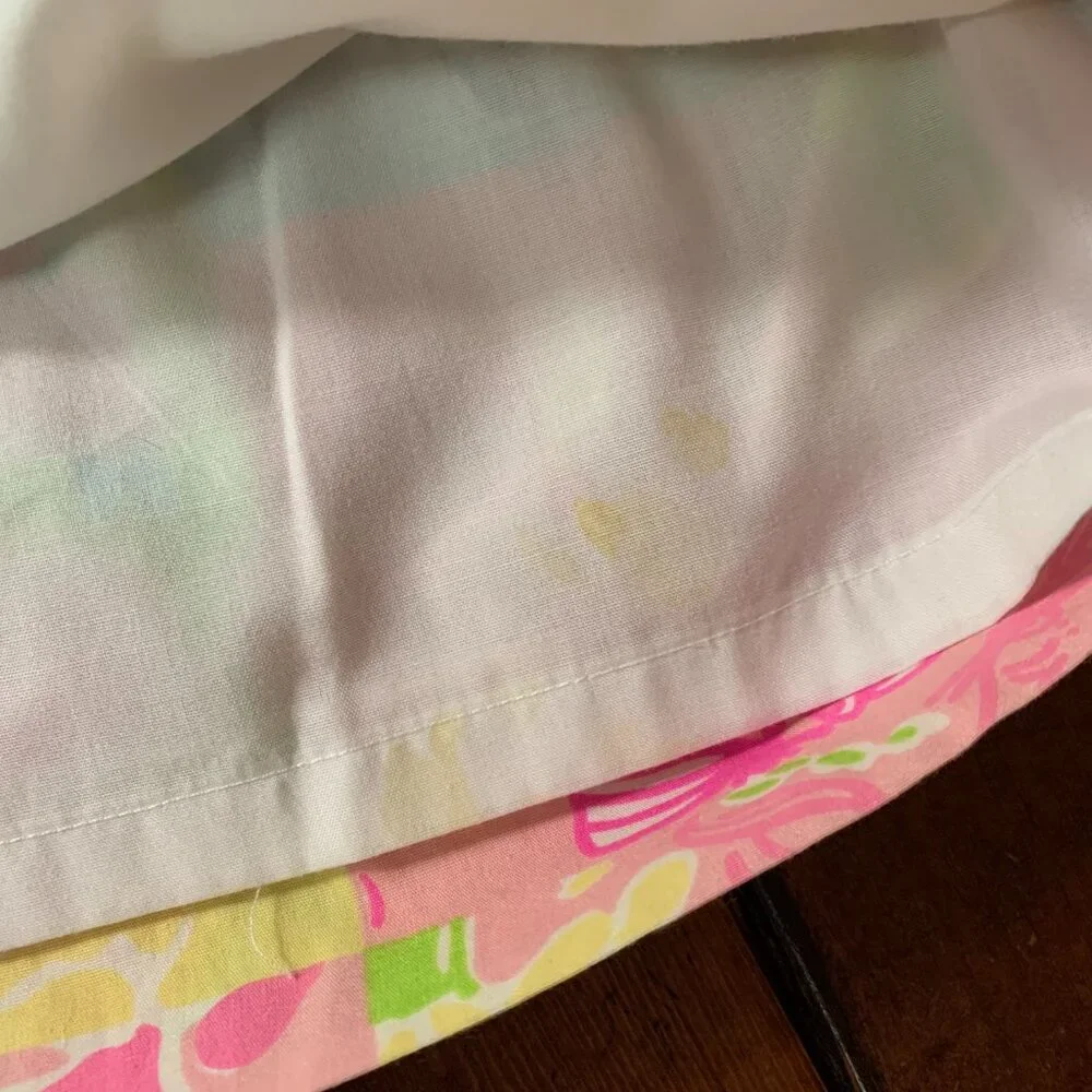 Lilly Pulitzer Patchwork Y2K Pink Yellow White Green Women's Size 10 Skirt GUC